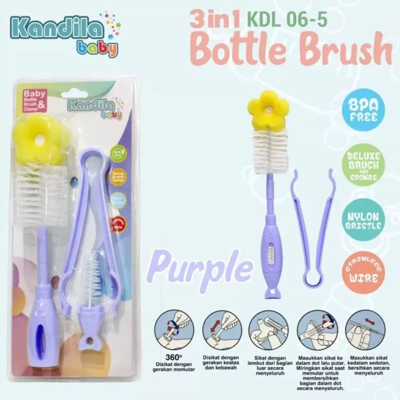 KANDILA Baby 3in1 Bottle Brush Sikat Botol Susu - KDL 06-5