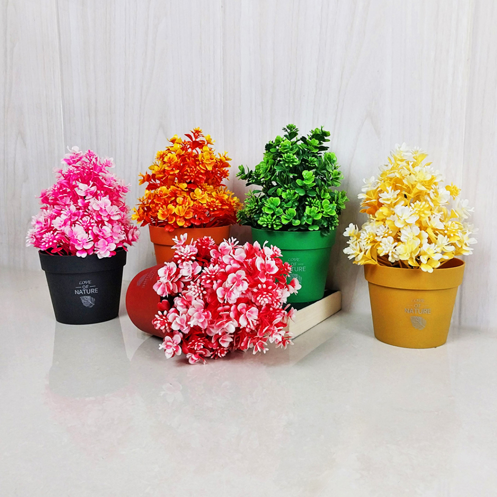 AND / COD / Bunga Hias Plastik Dekorasi Rumah Pot Bunga Hias Mini Import Tanaman Hias Palsu Artificial Flowers PBP143