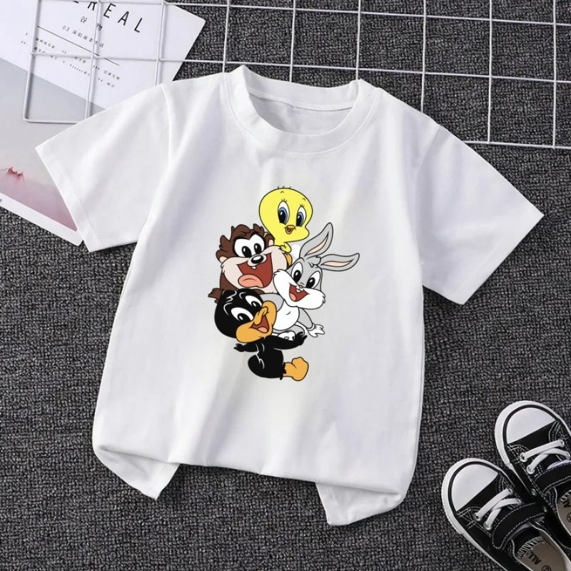 Kaos Anak Unisex Lonneytunes baby Baju Oblong Anak Lengan Pendek Atasan Oblong Anak 2-6Th Cod