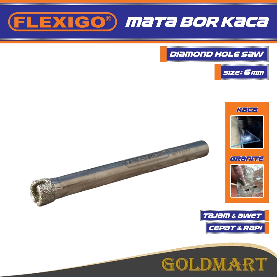 Mata Bor Kaca  Dan Granite 6 mm Original Flexigo Diamon Hole Saw