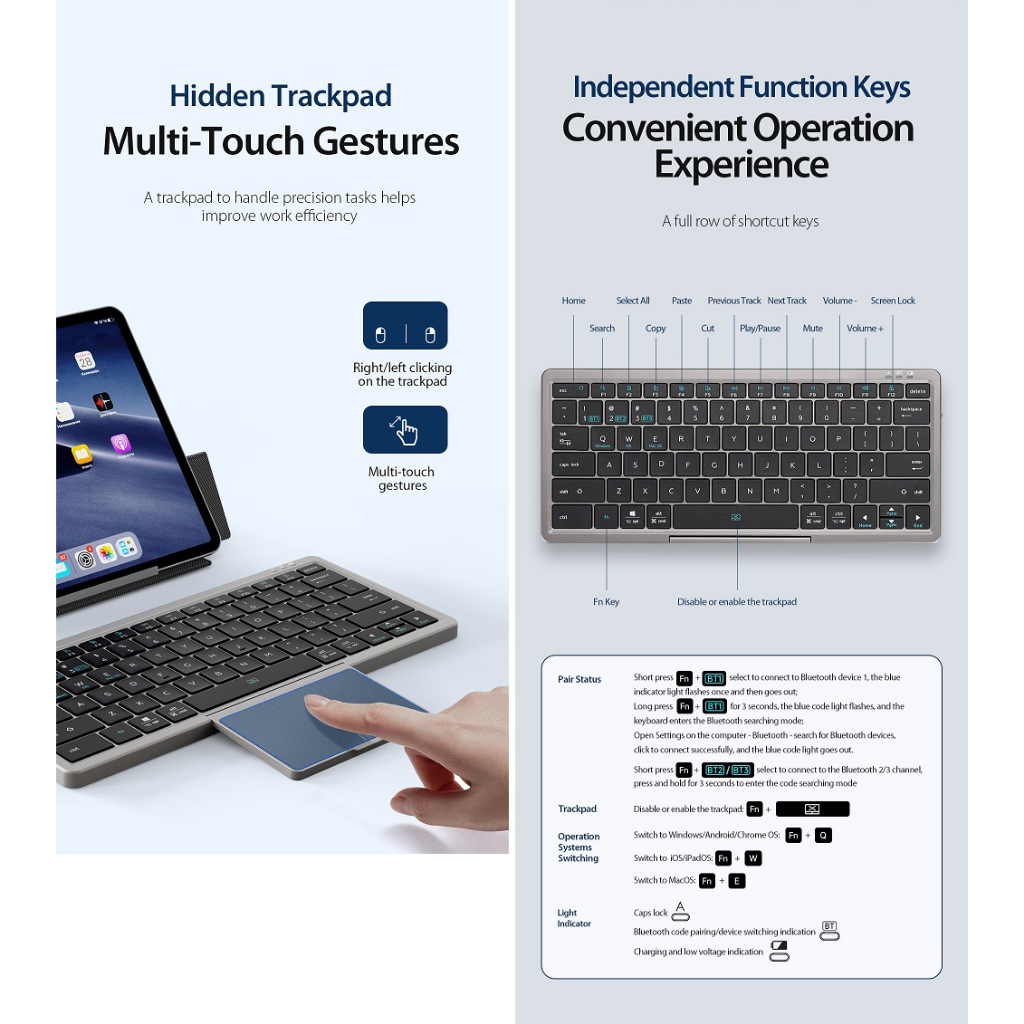 DUX DUCIS Wireless Keyboard 3 Pairing Devices OK Series Original