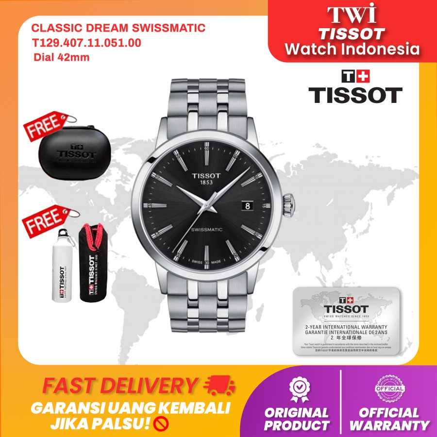 Jam Tangan Pria Tissot T129.407.11.051.00 Classic Dream Swissmatic