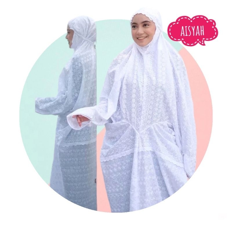 BISA COD Mukena Katun Jepang Renda aisyah Terusan KD /lajungan bisa buat hajj/ pondok