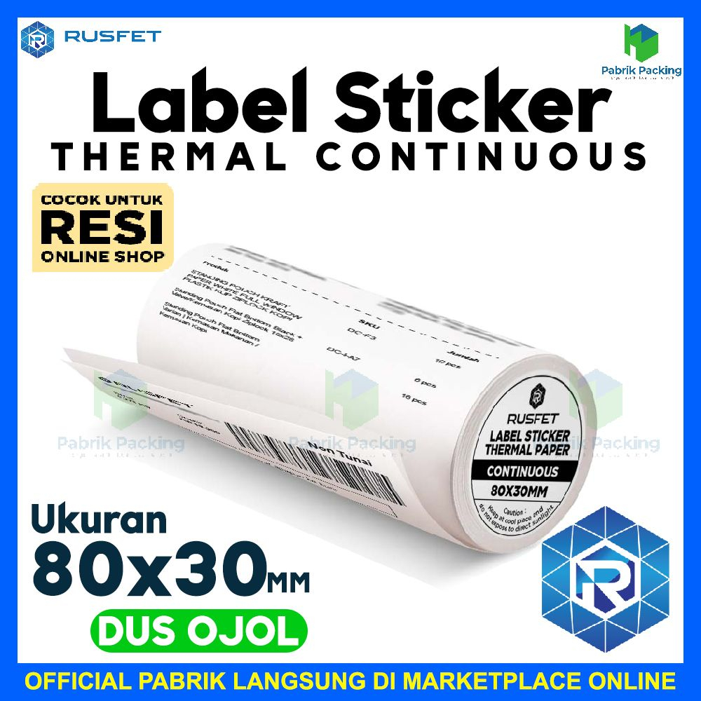 

Label sticker stiker thermal continuous rusfet lebel 80x30 dus ojol