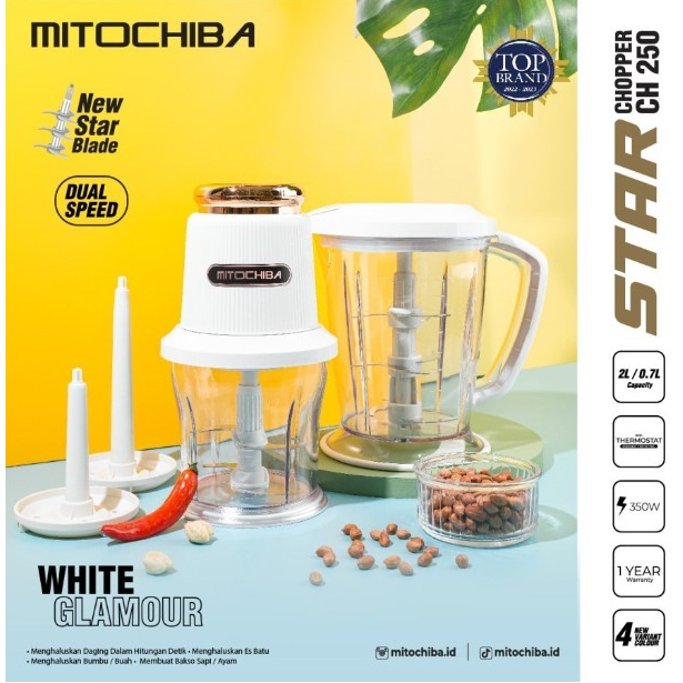 Mitochiba Blender Food Chopper 2L STAR Blade CH 250 Daging dan Bumbu 9 Pisau