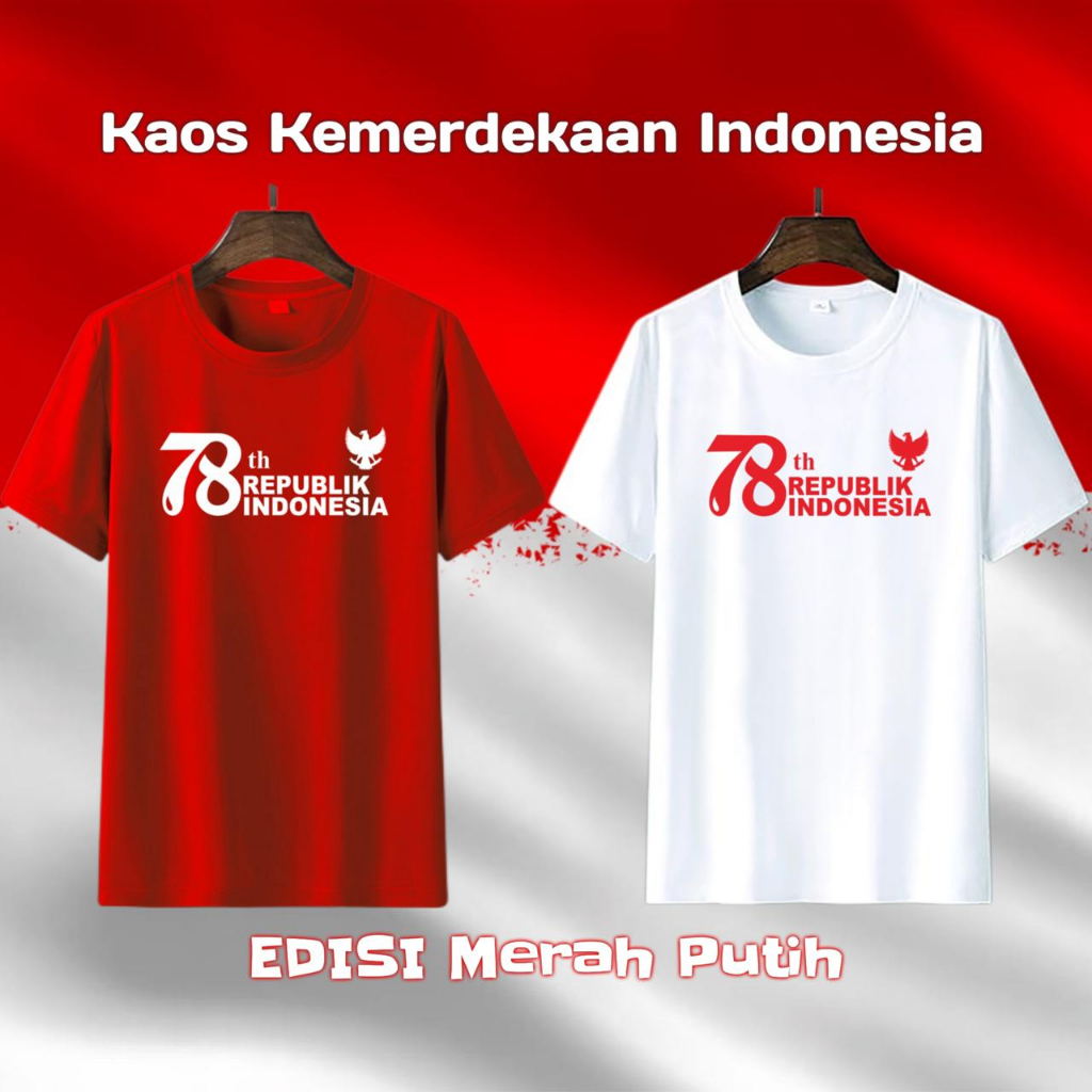 Kaospolos - Kaos seragam merah putih hari KEMERDEKAAN 17 AGUSTUS HUT RI se INDONESIA