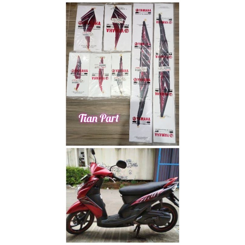Striping Mio Soul 2011 warna Merah hitam original yamaha genuine part