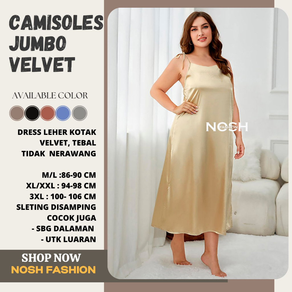 Tanktop Jumbo / Long Dress Camisoles Jumbo sexy Saten  Tali kecil Wanita Gaya Korea  Wiyanna JCCollections