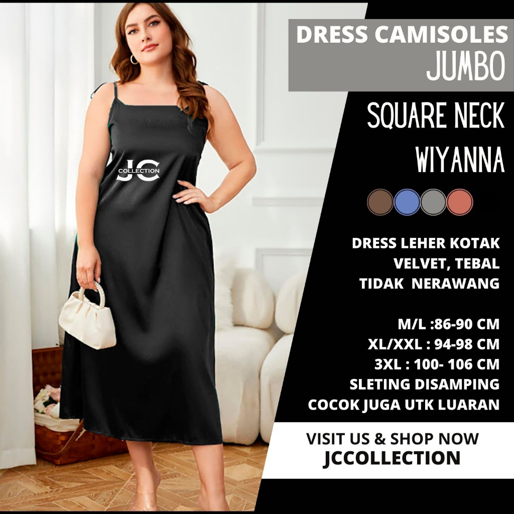 Tanktop Jumbo / Long Dress Camisoles Jumbo sexy Saten  Tali kecil Wanita Gaya Korea  Wiyanna JCCollections