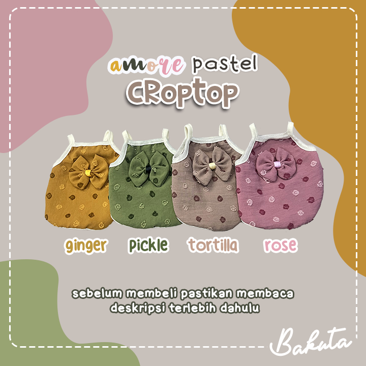 Baju Kucing Model Crop Top Amore Pastel untuk kucing dan anjing Kecil model Casual | Crop Top Bakuta