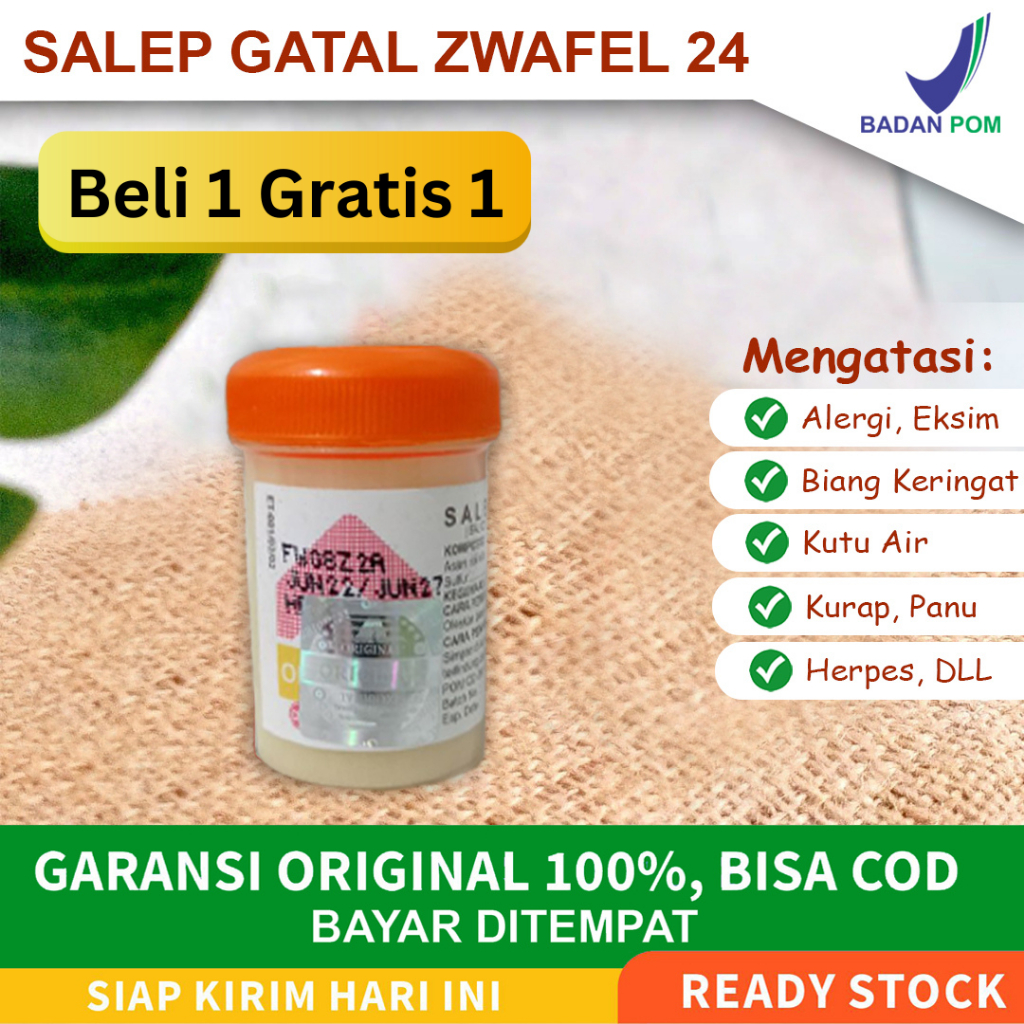 BELI 1 PCS GRATIS 1 SALEP GATAL ZWAFEL 24 - SALEP OBAT GATAL BPOM HILANGKAN GATAL JAMUR EKSIM KUTU AIR PANU KURAP ALERGI KULIT