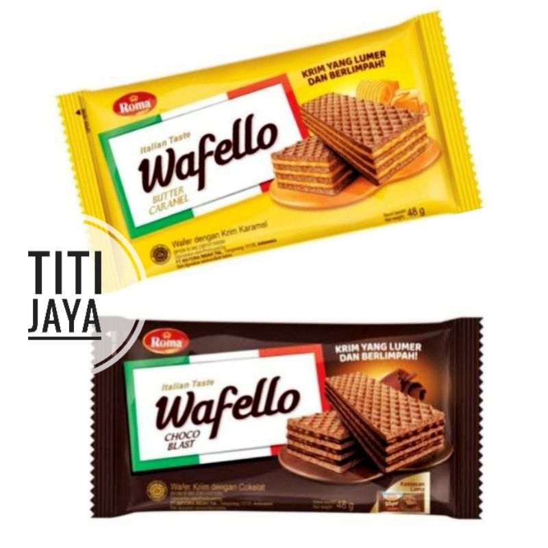 

WAFER WAFFELO CARAMEL COKLAT KEMASAN JAJAN SNACK 40GR 17GR