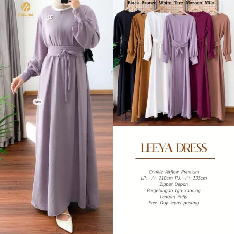 LEEYA DRESS GAMIS PREMIUM BAHAN AIRFLOW CRINCKLE DEODORA PREMIUM