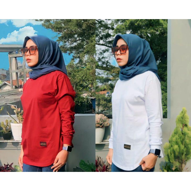 KAOS POLOS WANITA ORIGINAL REQILA T-SHIRT LENGAN PANJANG OVAL BAJU ATASAN WANITA PREMIUM