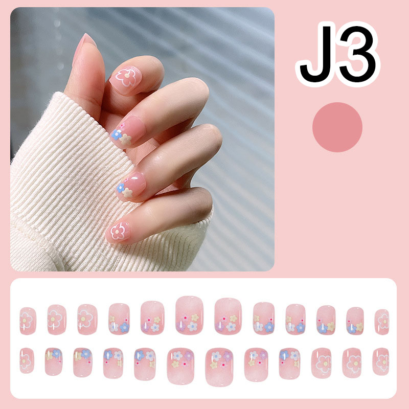 J24 Kuku Palsu Polos Bening Pendek dan Panjang Fake Nails Aesthetic + Lem