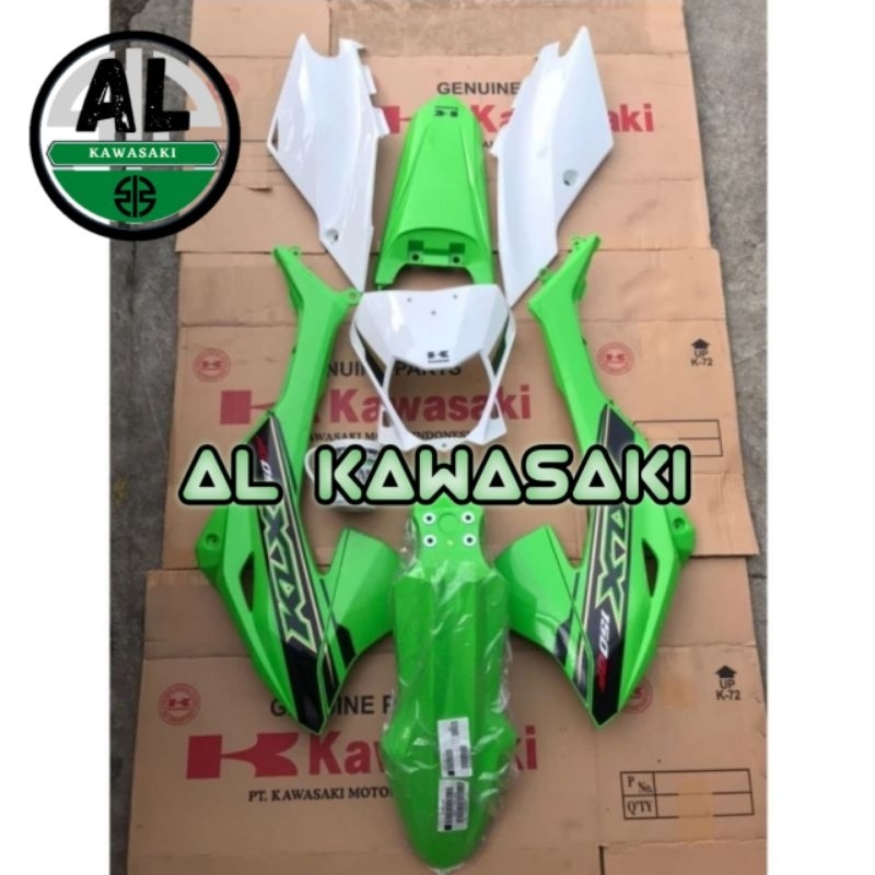 cover body bodi sayap set klx 150 klx150 bf hijau putih original