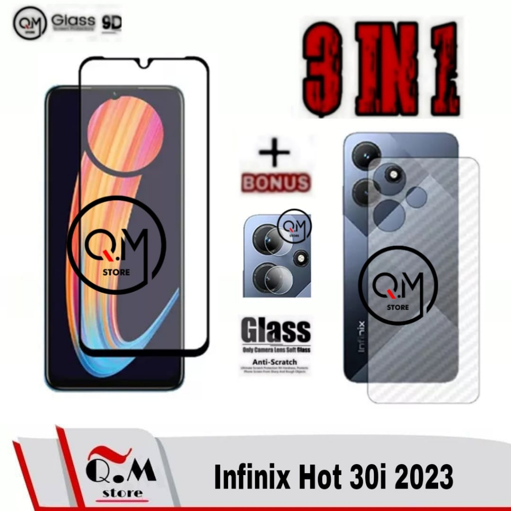 Paket 3in1 Tempered Glass Infinix Hot 30 / Infinix Hot 30i Anti Gores Pelindung Layar