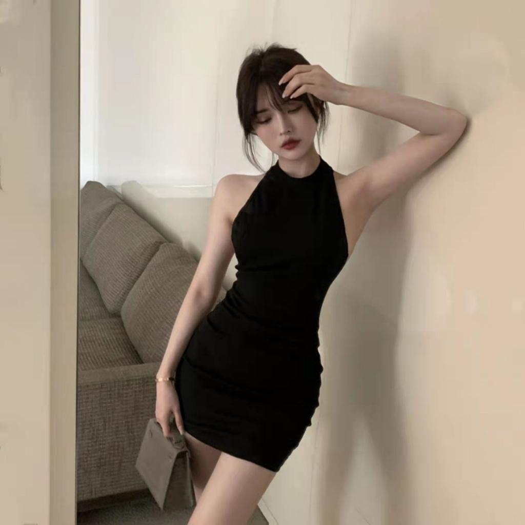 Sexy Dress Wanita Gaun Mini Seksi Hitam Korean Manis Sweet Back 1306T