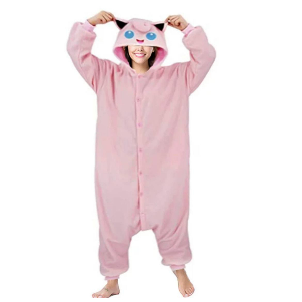 BAJU ONESIE KOSTUM JIGGLYPUFF PINK POKEMON PIKACHU PIYAMA KIGURUMI COSPLAY IMPOR ANAK DAN DEWASA