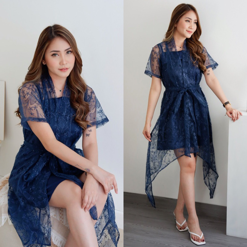 Paquita Dress by NAMELIS - READY SUDAH SATU SET Dress Midi Satin Tile Mutiara untuk Kondangan Bridesmaids Pesta Party Wisuda