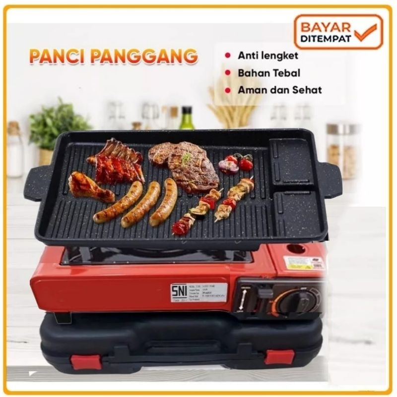 OMICKO Happy  ULTRA  , Grill , Panggang , BBQ  Plate Panggangan  Sate-Ayam-Steak-Ikan-Jagung-Sosis ,