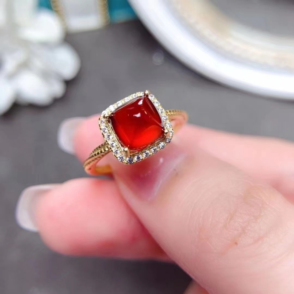 [LAGI VIRAL]-Cincin Wanita Anti Karat Model Delima Merah Anti Luntur Terbaru Import Korea Style / Ci