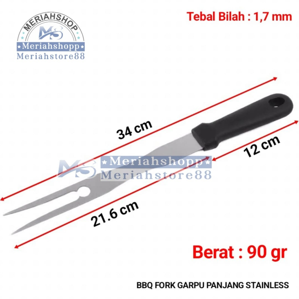 Garpu JUMBO Panjang 35 cm BBQ FORK Pemanggang Roti Bakar Burger Steak Tusuk sate daging Alat Masak P