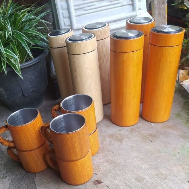 Termos / Tumbler / Mug Bambu Costum Unik Menarik Elegan Tumbler Termos Costum Bambu Unik Gaya Natura