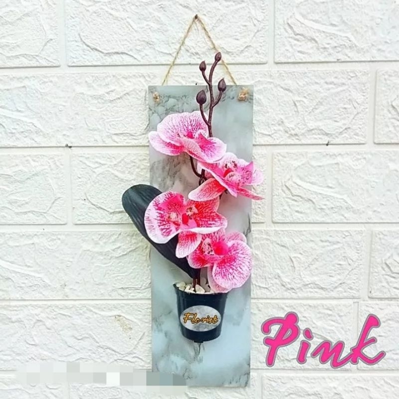 Hiasan dinding tempel bunga artificial Anggrek