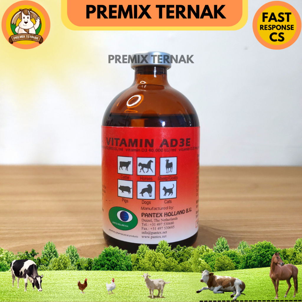 PANTEX VITAMIN AD3E 100 ml inj - Vitamin ADE  Hewan Holland - Pantex Holland - Mirip Vitol Fertilife Nova Ade Vita