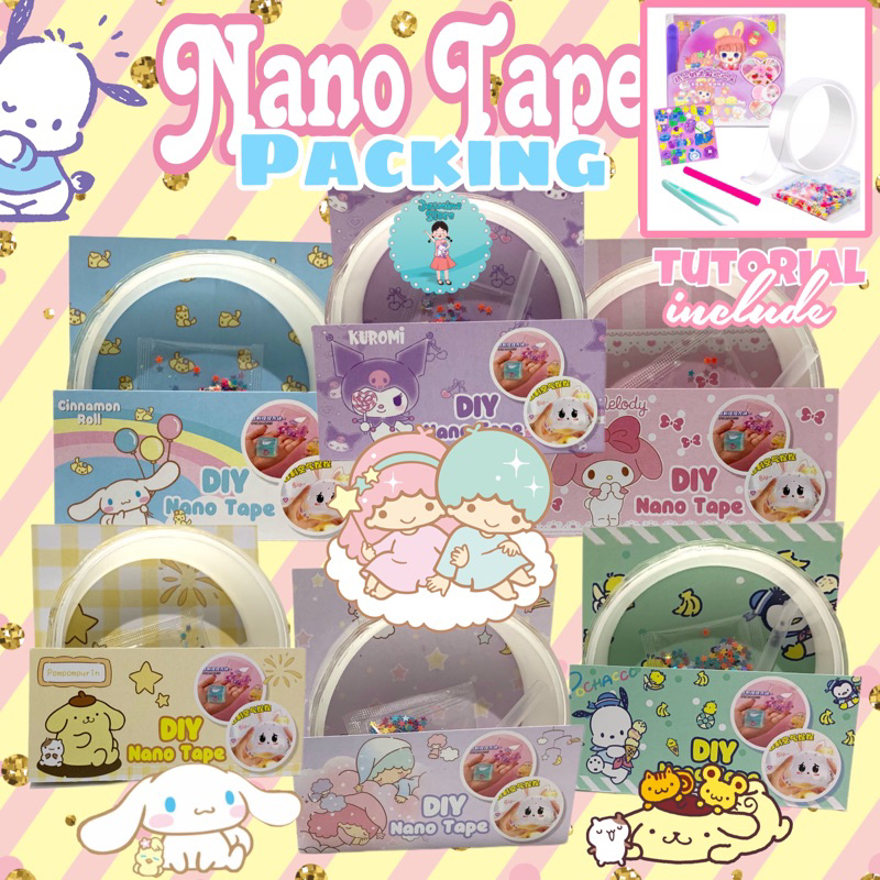 Nano Bubble Tape Mainan Super Elastis Bubble Blowing Tape DIY Mainan Nikmat Pesta fitshoid/Nano Double Tape Fancy Set/BalonTiup Cubit Nano gliiter/DIY Nano Tape Blow/Nanos Tape Bubble Mainan Dua Sisi Nano Tape Bubbles Kit Tape Magic Bubble Glitter