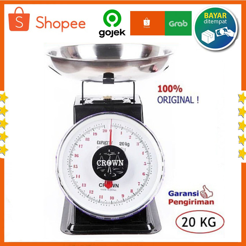 Timbangan 20kg Crown Star Jarum/Analog/Duduk/Mangkok/Laundry/Buah/Sayur Crown 20kg