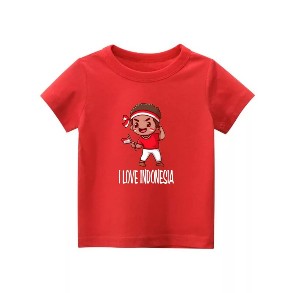 KAOS BAJU ANAK CINTA INDONESIA 17 AGUSTUS UNTUK ANAK 2-10 TAHUN KE305