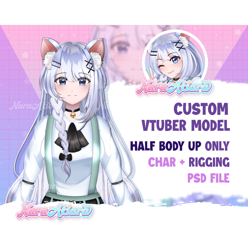 Jasa Bikin Karakter Anime Vtuber Live2D Model - 1 Karakter HALF Body + RIGGING. Komisi Vtuber, Komisi Live2d, Jasa Bikin live2d