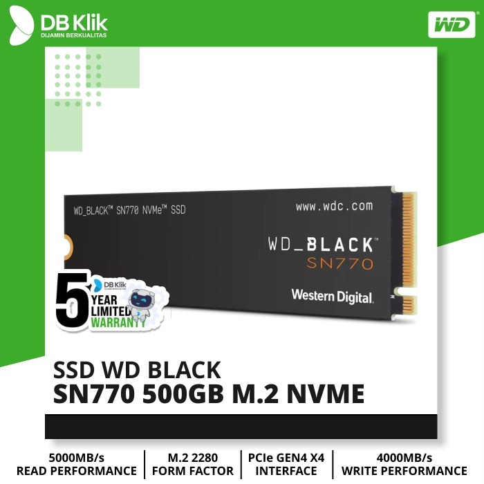 Ssd Wd Black SN770 500Gb M.2 Nvme PCIe Gen4 x4 - Ssd 500GB SN770