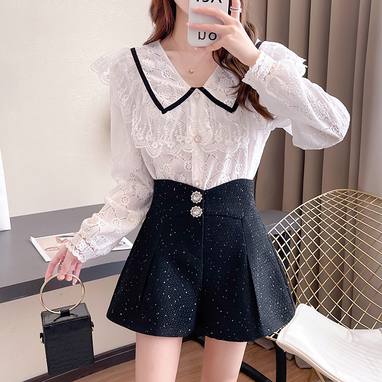 yikoo-Kemeja korea blouse renda temperamen shirt atasan wanita