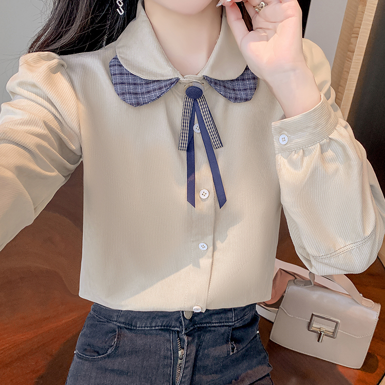 yikoo-Kemeja korea vintage shirt atasan wanita blouse