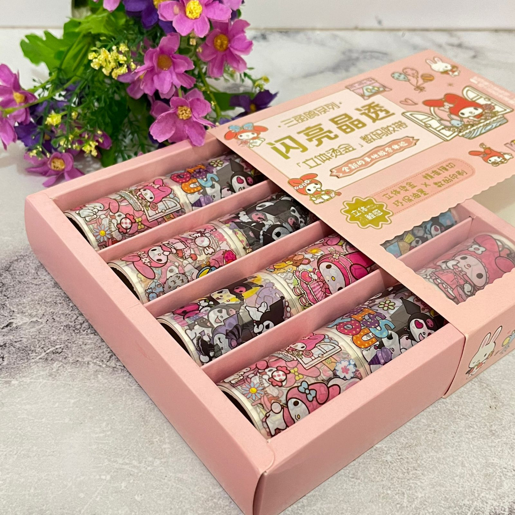 Washi Tape SANRIO CHF 1 BOX isi 12 ROLL Murah Super Lucu Best Quality / Washitape Sanrio Selotip Bergambar Melody Kuromi 1 Boks Premium isi 12 PCS / Stationary Kekinian bisa COD