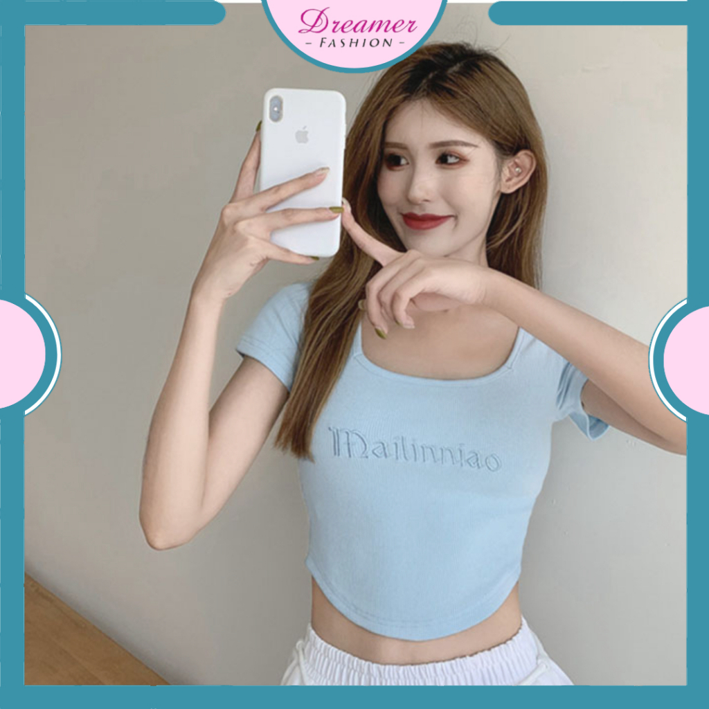 DF BJ385 Korean Crop Top Rib Sexy Crop Top Kaos Wanita Ava Basic Baju Crop Top Fashion