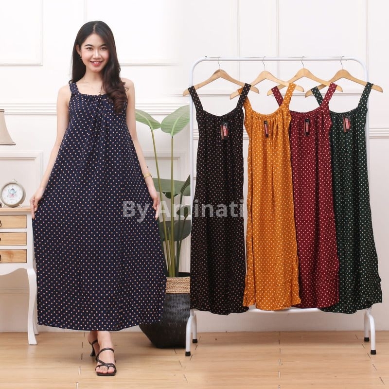 Daster Longdres  Kekinian Busui Jumbo Daster Ibu Muda Big Size Yukensi Tanpa Lengan Tali Satu Ld 135