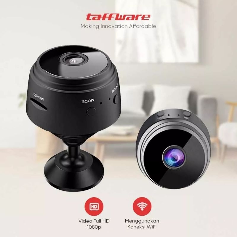 TaffWare Mini WIFI ip Camera CCTV Wide Angle Night Vision 1080P Black