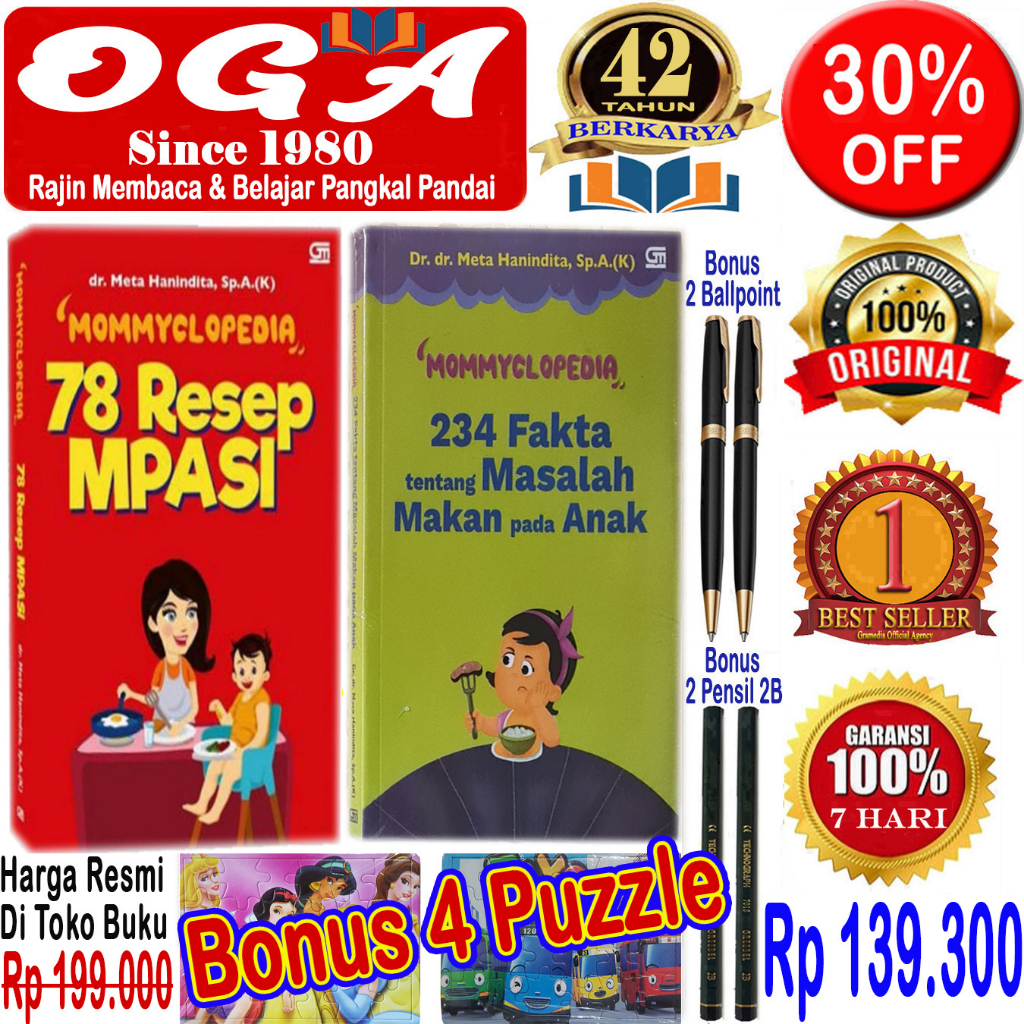 

Paket 2 Buku Mommyclopedia 78 Resep Mpasi & 234 Fakta Tentang Masalah Makan Pada Anak - Original & Segel