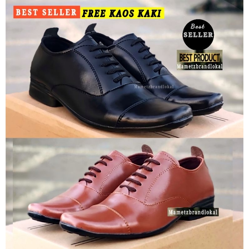 BEST PRODUCT - Sepatu Pantofel Pria Pakai Tali Dan Tanpa Tali Hitam Coklat Kekinian Pendek Swedian Leather Kulit Formal Kerja Kantor