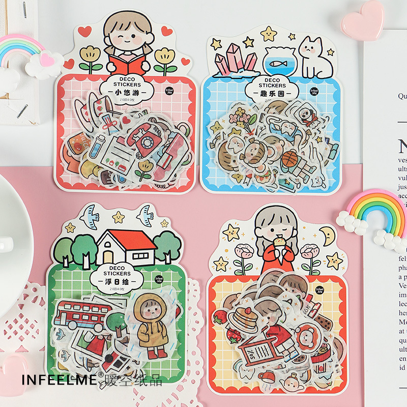 

ENJOYABLE FREE TIME FLAKE STICKERS SET | TEMPELAN BUKU LUCU
