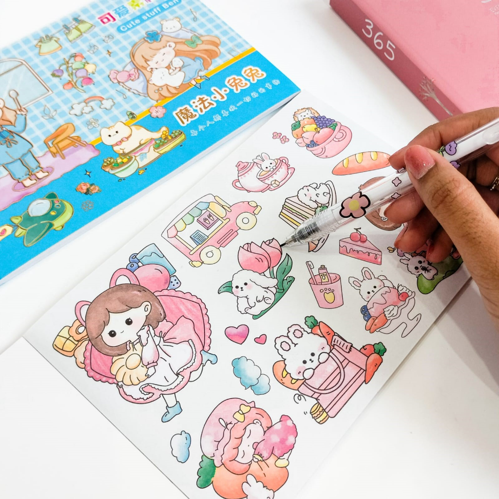 PAKET STICKER KARAKTER CEWE BENTUK NOTEBOOK SPIRAL KODE KL-43 UNIK ALAT JURNALING LUCU IMUT KARAKTER GAMBAR