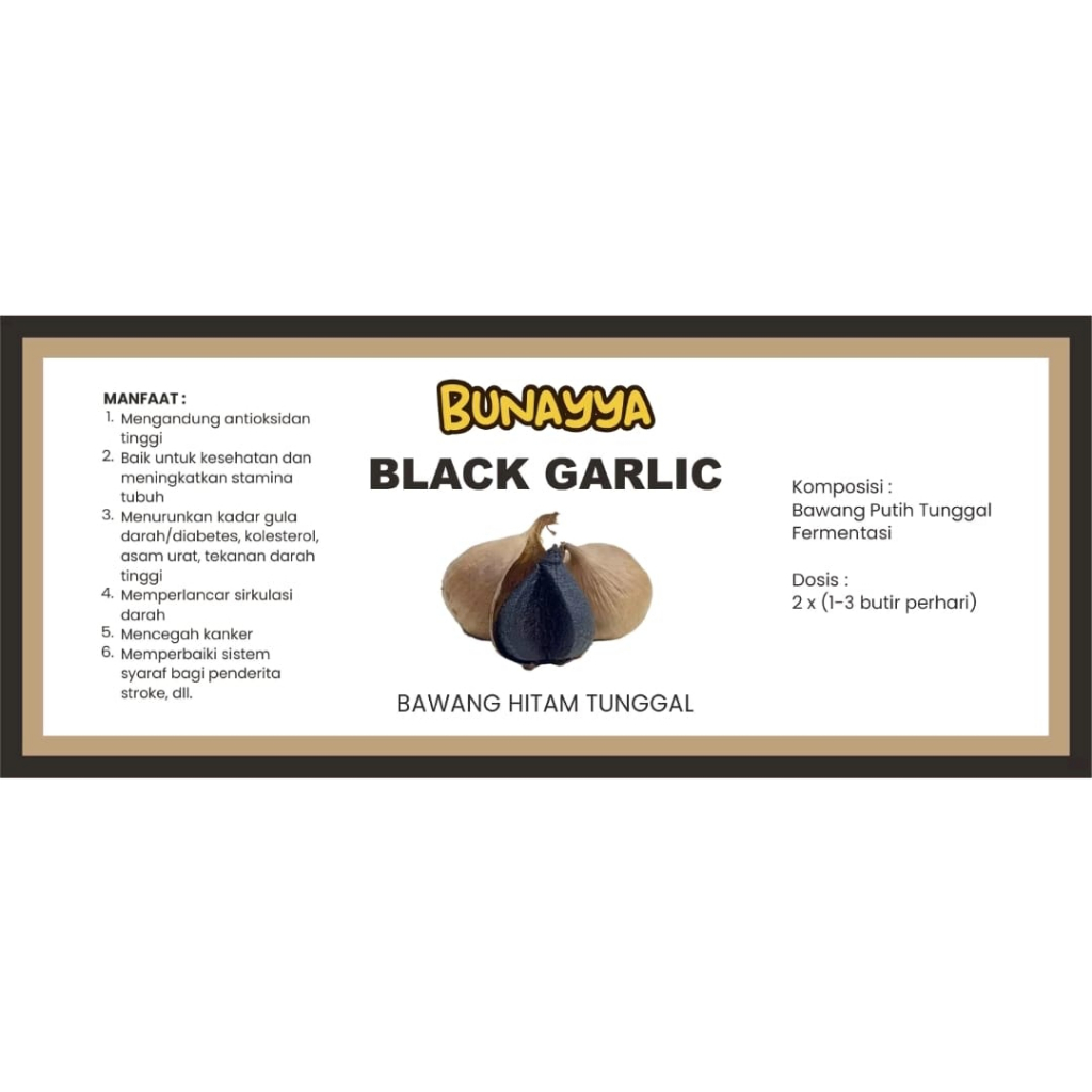 BLACK GARLIC | BAWANG HITAM TUNGGAL BUNAYYA 75GR | PENINGKAT DAYA TAHAN TUBUH ATASI STROKE PENURUN DARAH