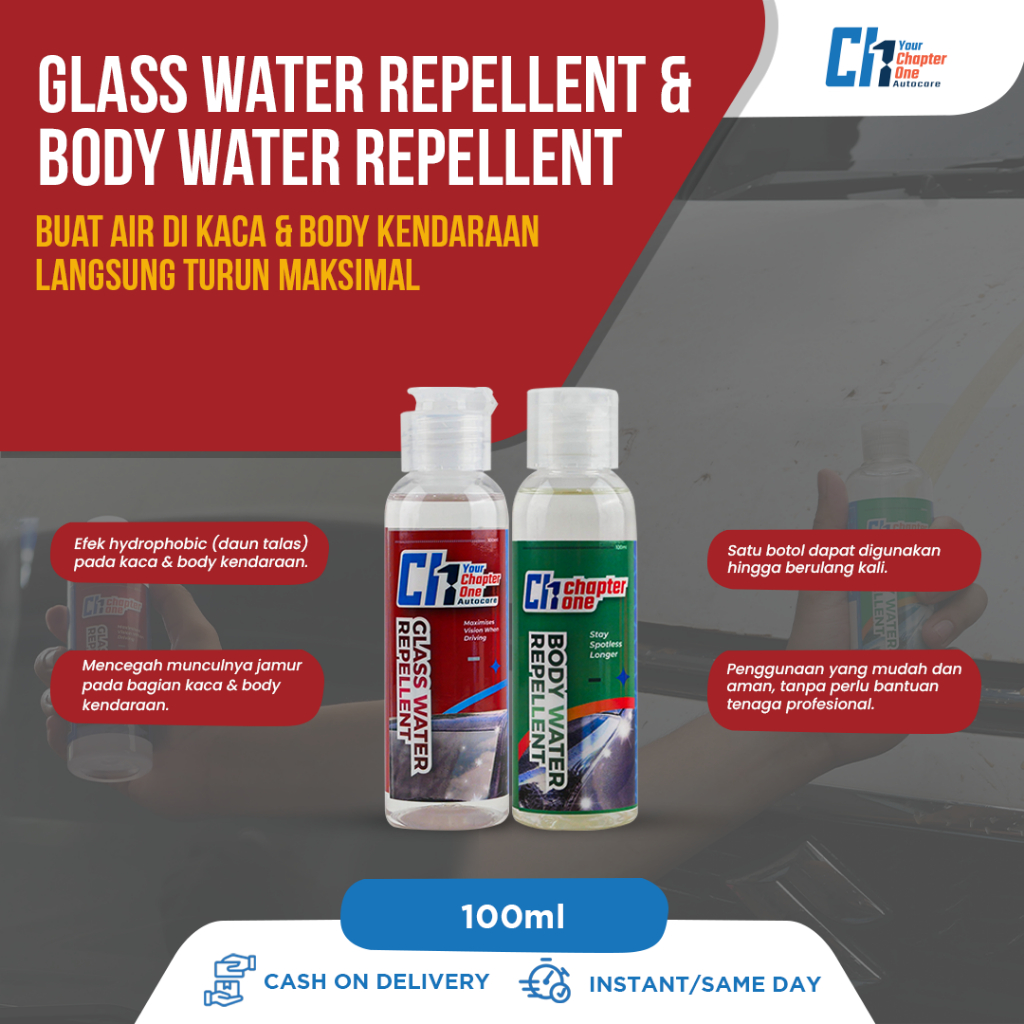 Glass Water Repellent + Body Water Repellent  | Paket Anti Air Kaca &amp; Body Kendaraan by Yourchapterone