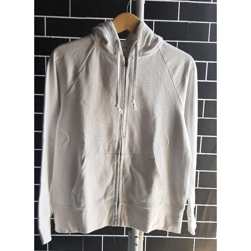 JACKET UNIQLO ORIGINAL HOODIE SECOND UNISEX  BROKEN WHITE