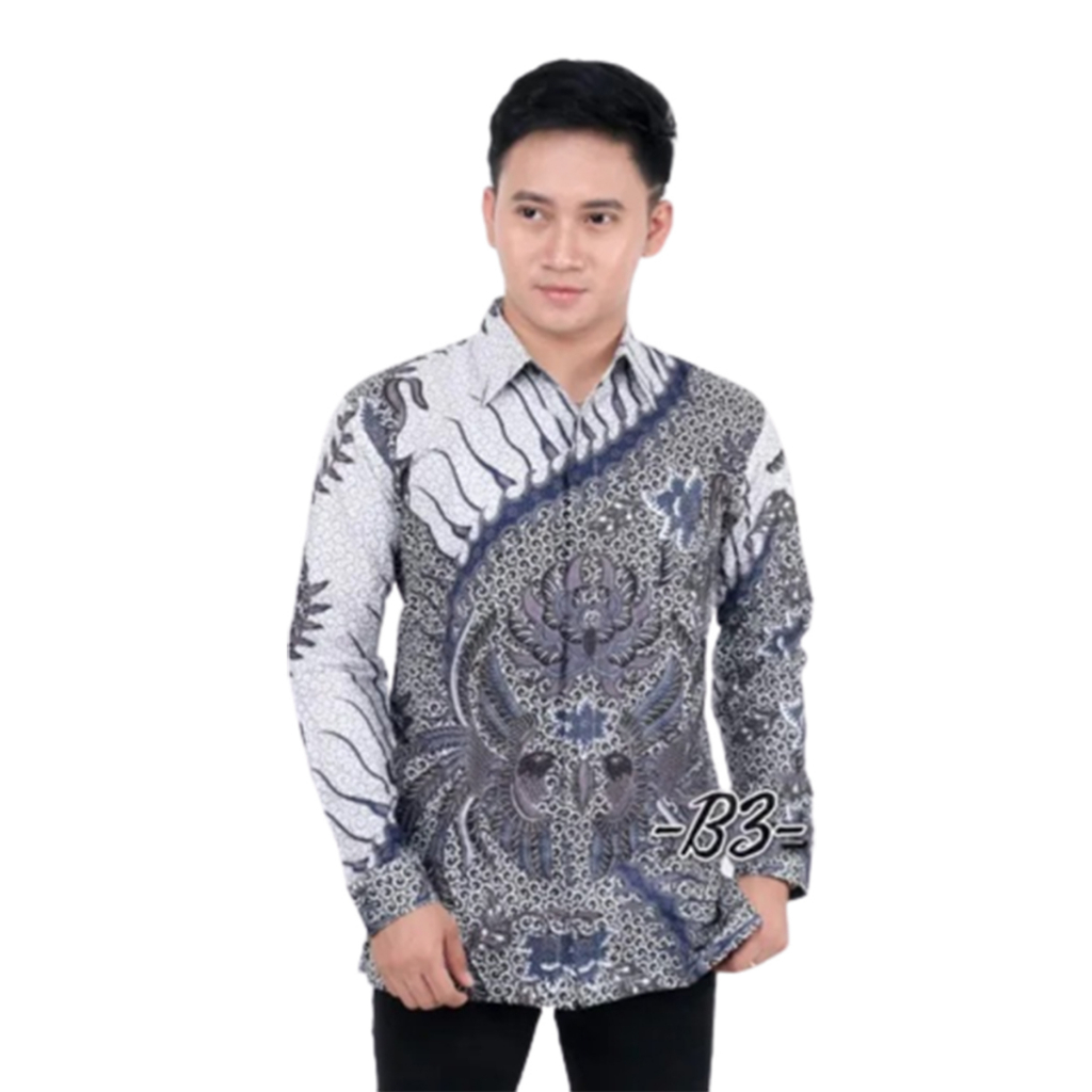 Batik Nadhif - Kemeja Batik Pria Lengan Panjang Motif SEKAR JAGAT PUTIH Size M L XL XXL 3XL 4XL 5XL 6XL 7XL 8XL 9XL 10XL