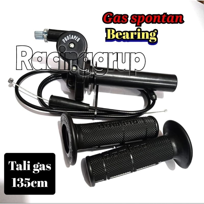 GAS KONTAN SPONTAN BEARING HITAM PLUS 1 KABEL 135 CM RACING PROTAPER PLUS GRIP